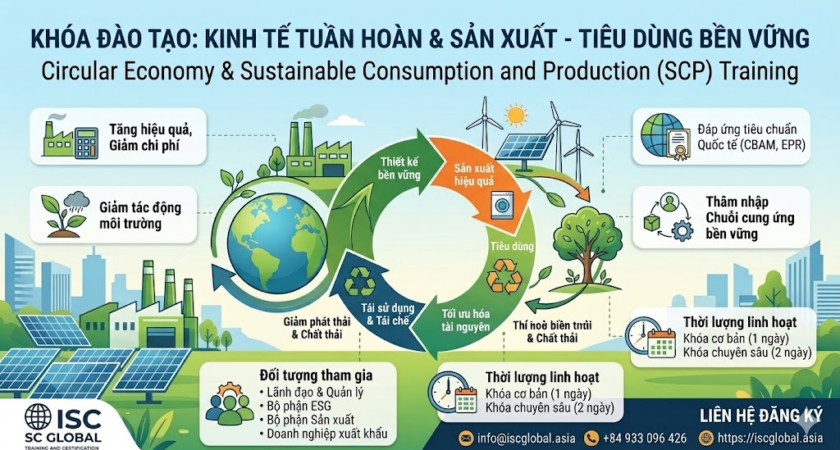 KHÓA ĐÀO TẠO KINH TẾ TUẦN HOÀN & SẢN XUẤT – TIÊU DÙNG BỀN VỮNG
