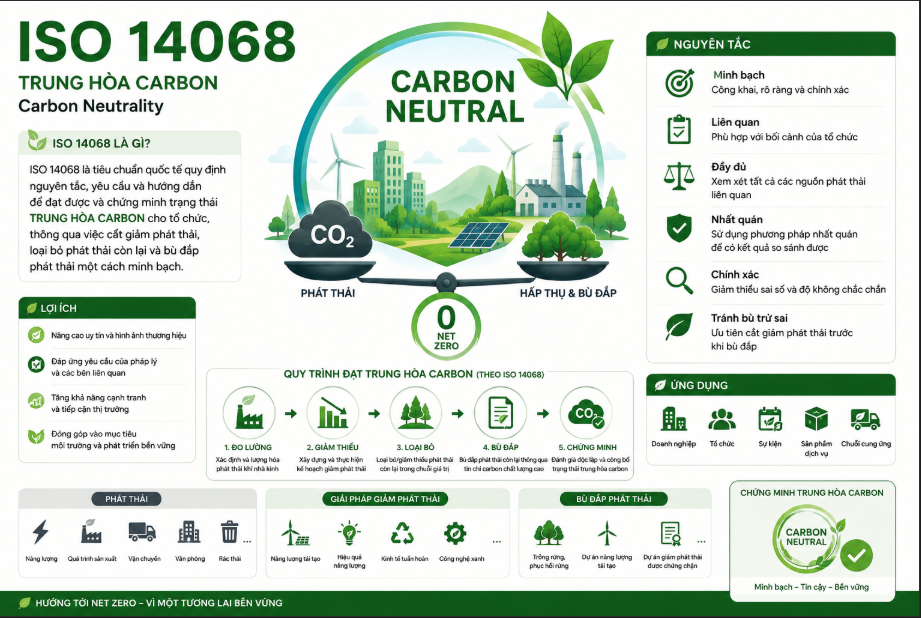 ISO 14068: Chìa Khóa Vàng Hiện Thực Hóa Cam Kết Trung Hòa Carbon Cho Doanh Nghiệp