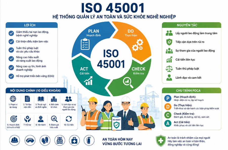ISO 45001:2018 Chìa Khóa Vàng Giảm Thiểu Rủi Ro Và Phát Triển Doanh Nghiệp Bền Vững