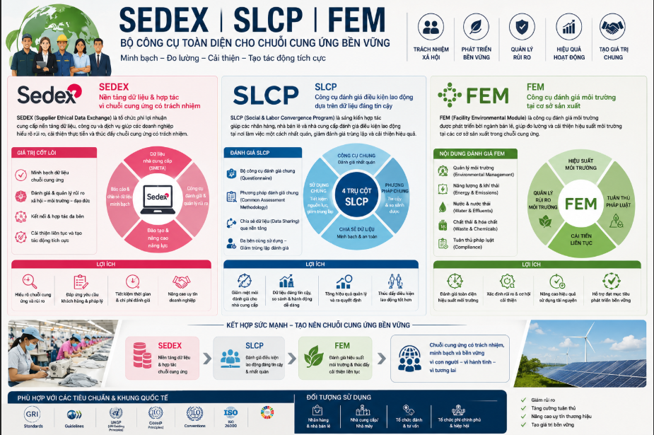 Hệ Sinh Thái ESG: Khi SEDEX, SLCP và FEM Trở Thành “Ngôn Ngữ Sinh Tồn”