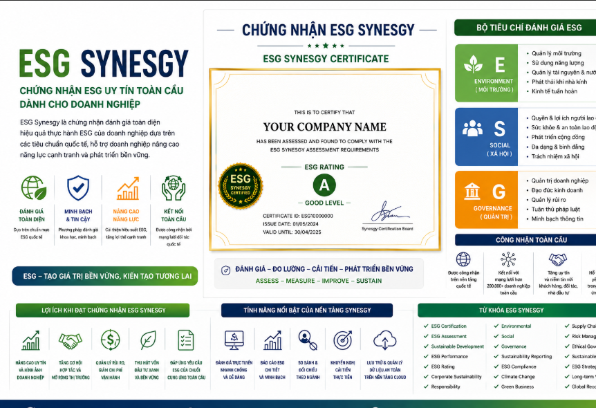 Chứng Nhận ESG Synesgy – “Bản Thiết Kế” Số Hóa Định Vị Quyền Lực Xanh Trong Chuỗi Cung Ứng Toàn Cầu