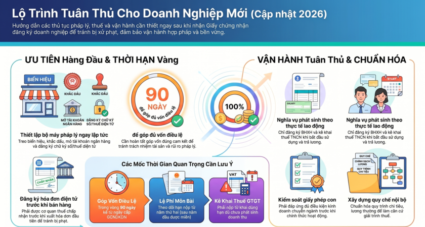 Doanh nghiệp mới thành lập cần làm gì? Cẩm nang 20 đầu việc bắt buộc năm 2026