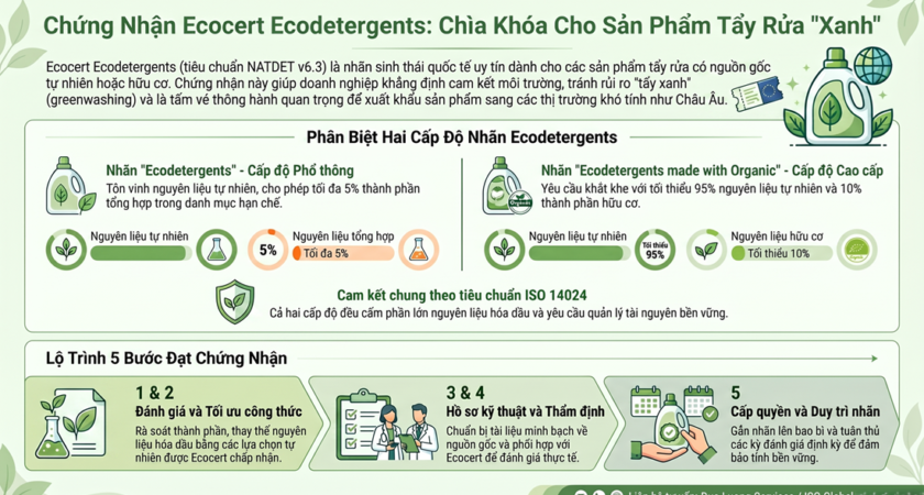 Ecocert Ecodetergents Là Gì? Tổng Quan Tiêu Chuẩn Và Dịch Vụ Tư Vấn Chứng Nhận