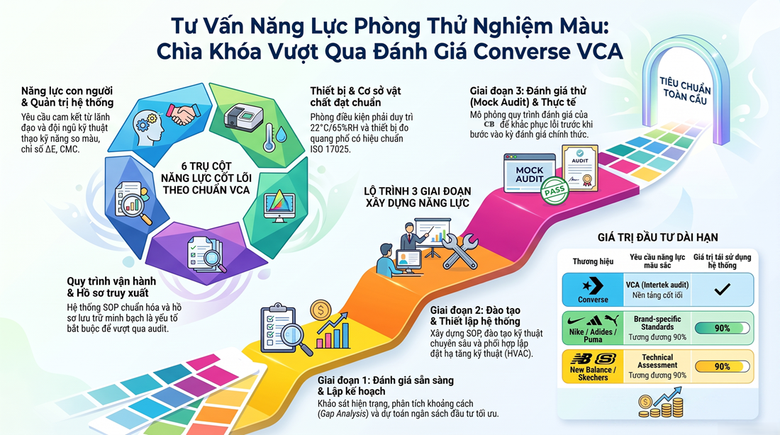 Converse VCA Là Gì? Color Laboratory Readiness Consulting: Chìa Khóa Để Nhà Máy Dệt May – Da Giày Việt Nam Bước Vào Chuỗi Cung Ứng Các Thương Hiệu Toàn Cầu