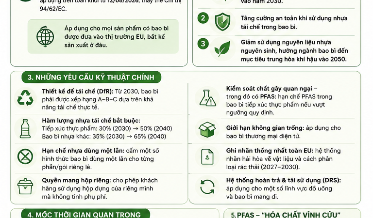 PPWR VÀ PFAS: CUỘC “SÁT HẠCH” MỚI CHO BAO BÌ XUẤT KHẨU SANG EU — DOANH NGHIỆP VIỆT CẦN CHUẨN BỊ GÌ TRƯỚC 12/08/2026?