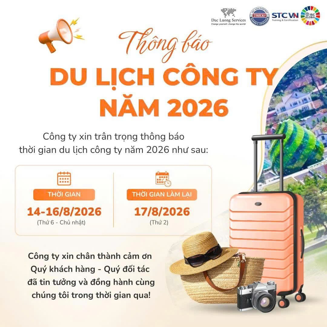 📢 THÔNG BÁO DU LỊCH CÔNG TY NĂM 2026