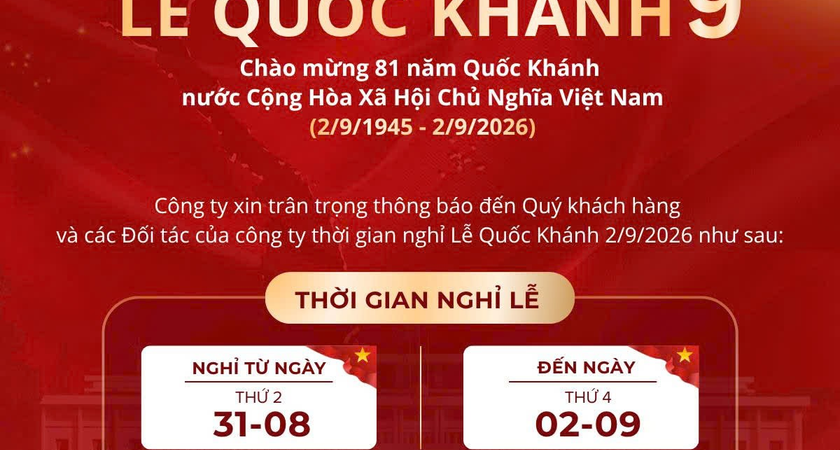 THÔNG BÁO NGHỈ LỄ QUỐC KHÁNH 2/9